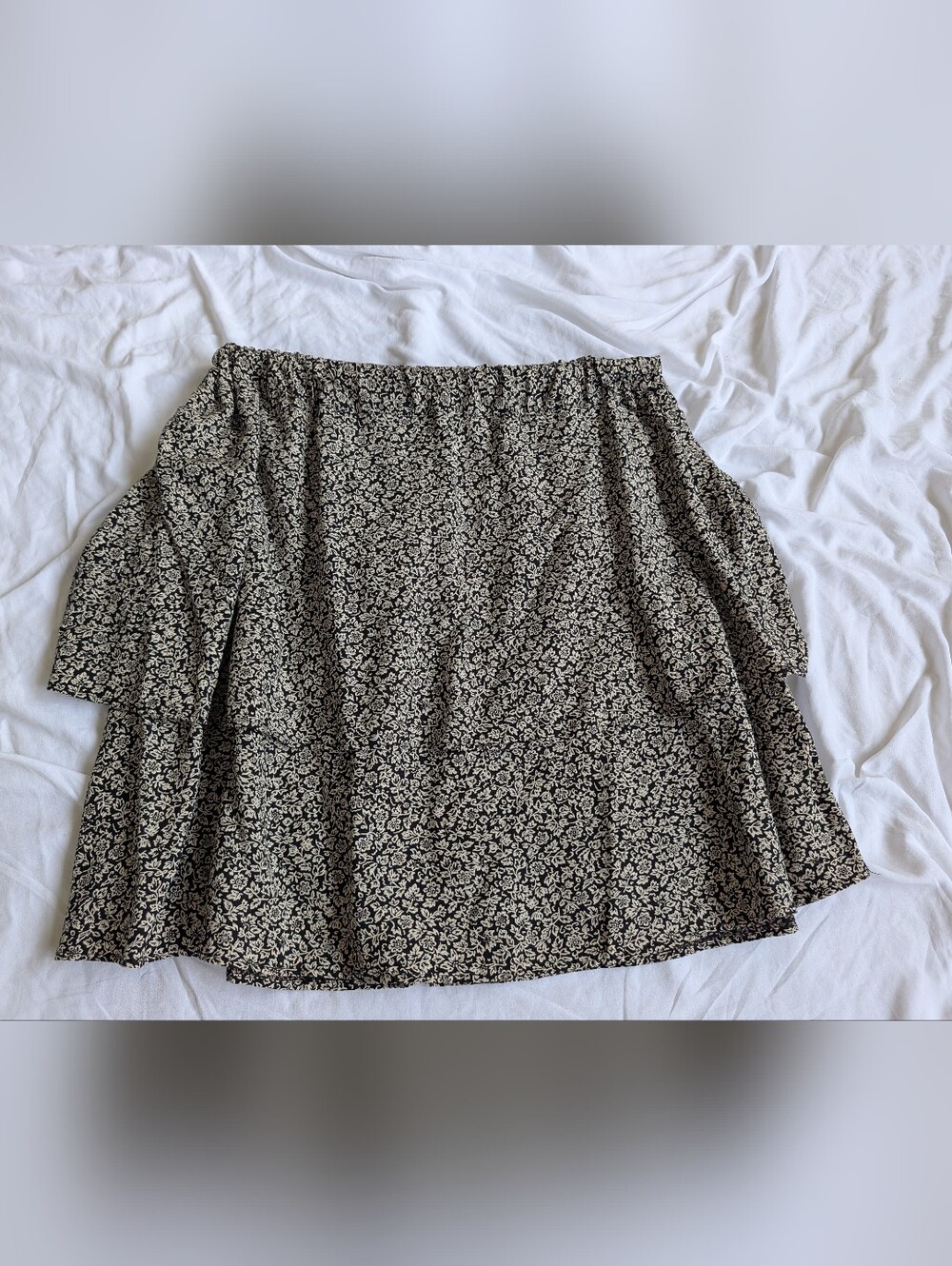 Madewell Black Floral Tiered Skirt